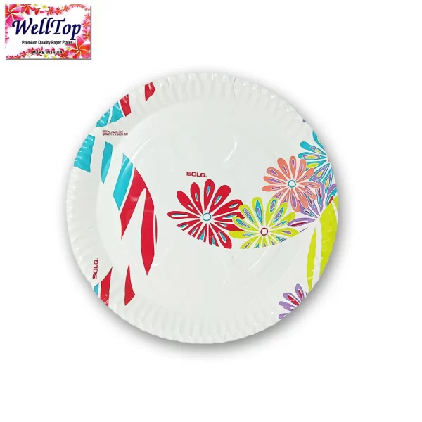 SBS Printed White with Multicolour Flower (Plate)